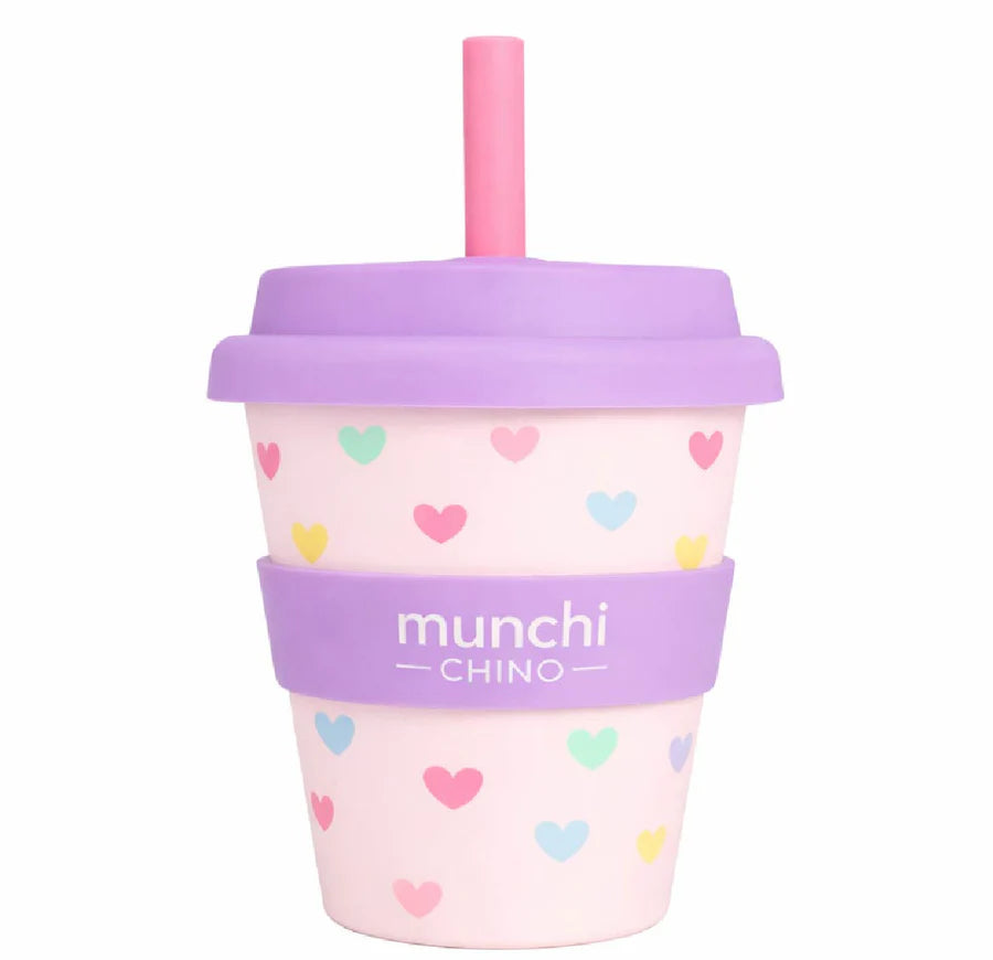 munchi Bubba Teeny Hearts Babychino Cup with Straw