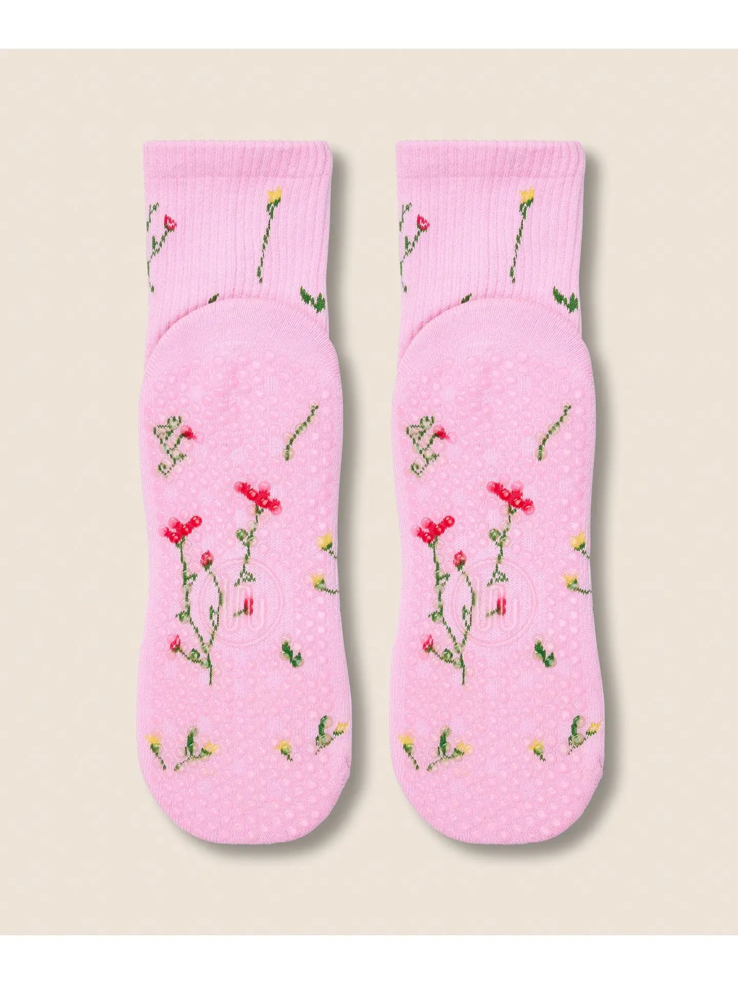 MoveActive Crew Grip Socks - Wildflower Pink