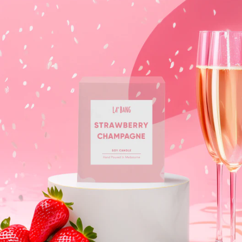 La'Bang Body Wood Wick Soy Candle - Champagne + Strawberries