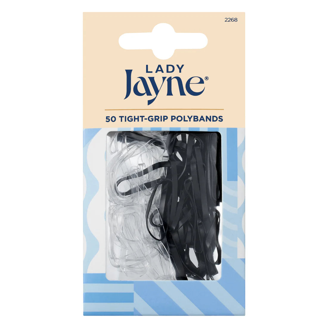 Lady Jayne Thin Snagless Elastomer Elastic Polybands Black + Clear - 50pk