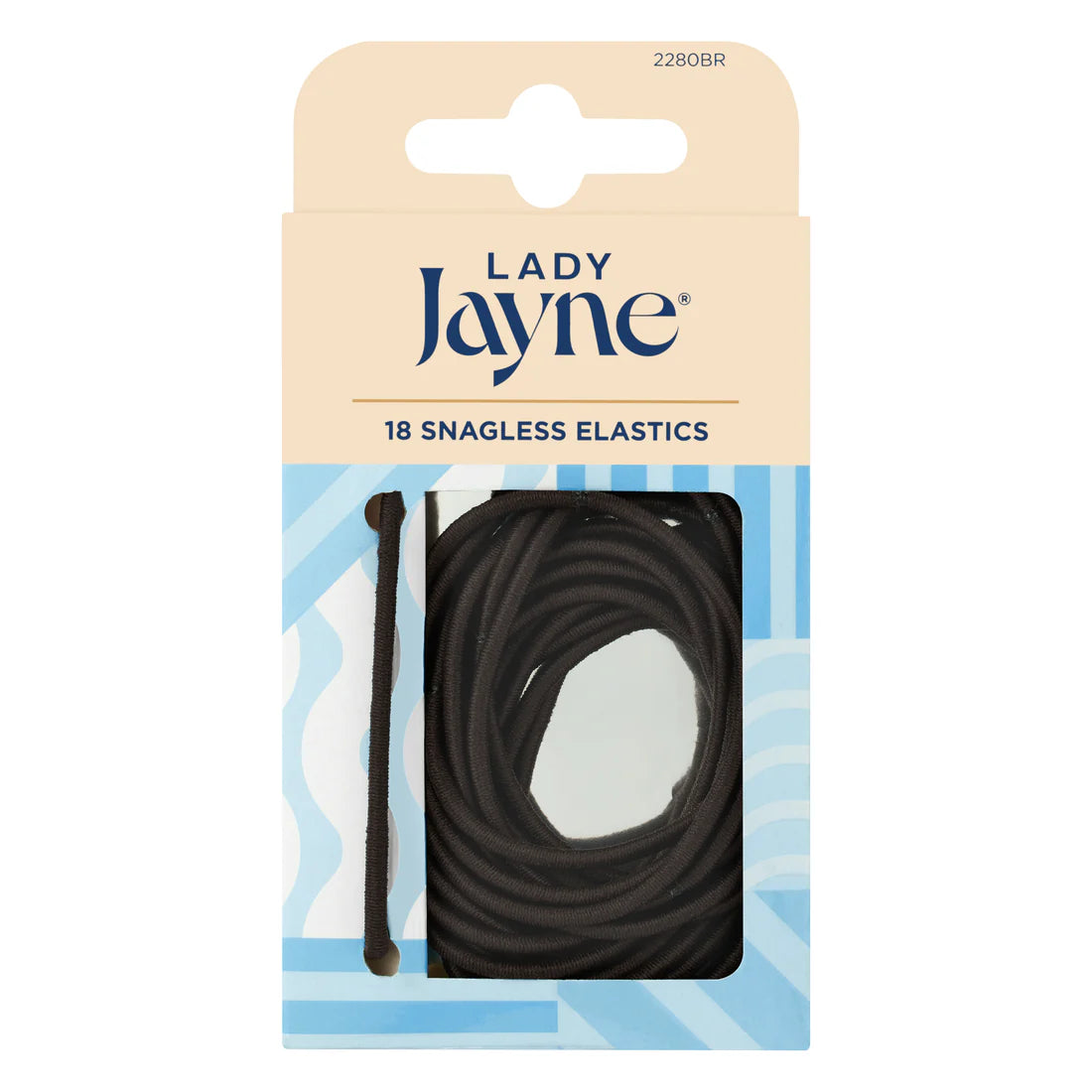 Lady Jayne Thin Snagless Elastic Hair Ties Brown 18pk