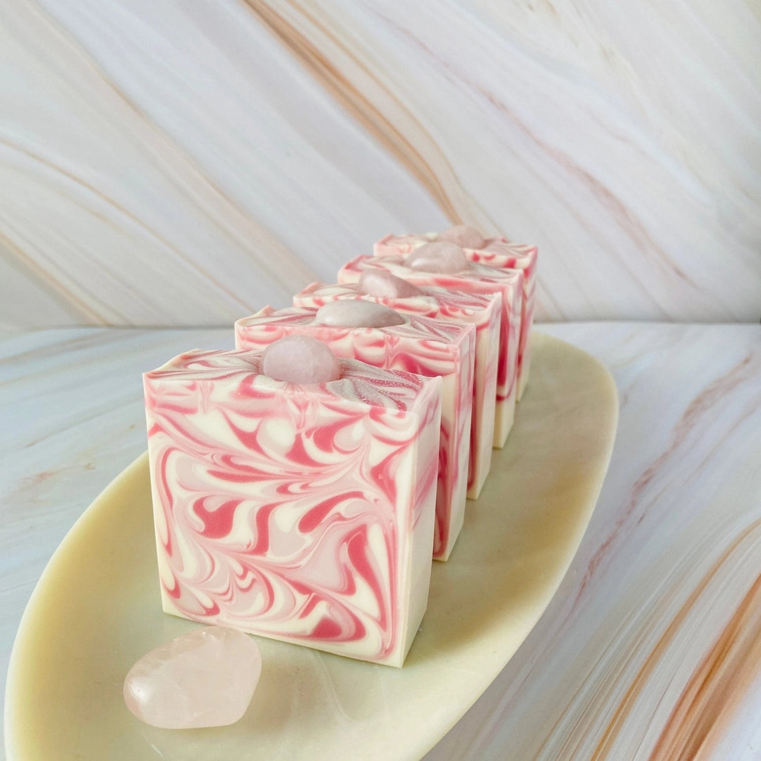 Tammi Home Australian Handmade Artisan Soap - 🍾 Pink Champagne and Rose Quartz with Silk