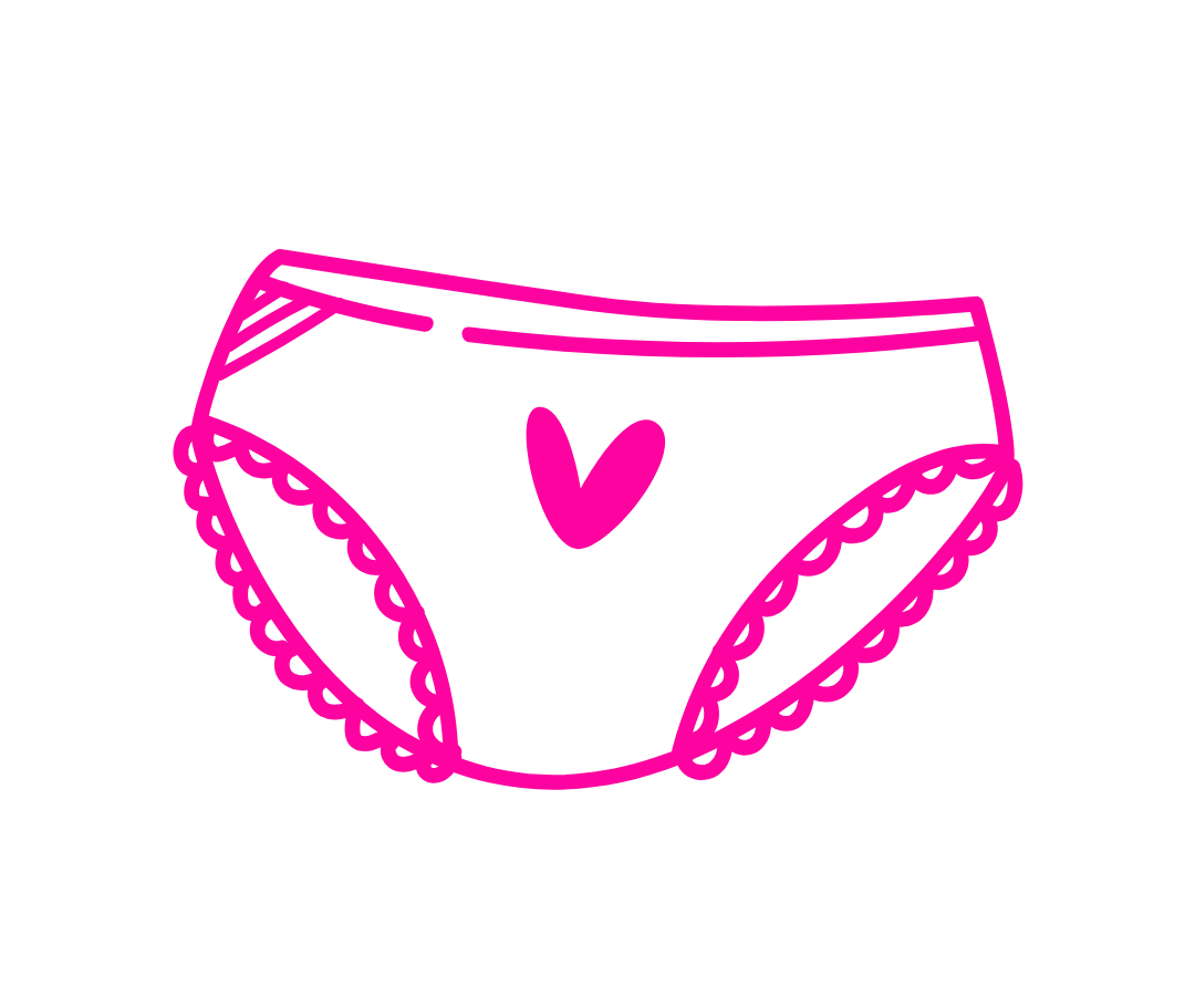 Outline of women's underwear with a heart on a white background