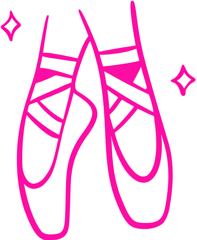 Pink ballet shoes with sparkles on a white background