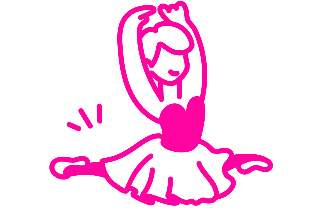 Pink silhouette of a ballerina on a white background