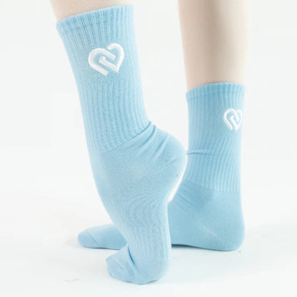 Claudia Dean World Crew Socks - Blueberry + White Logo