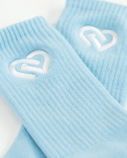 Claudia Dean World Crew Socks - Blueberry + White Logo