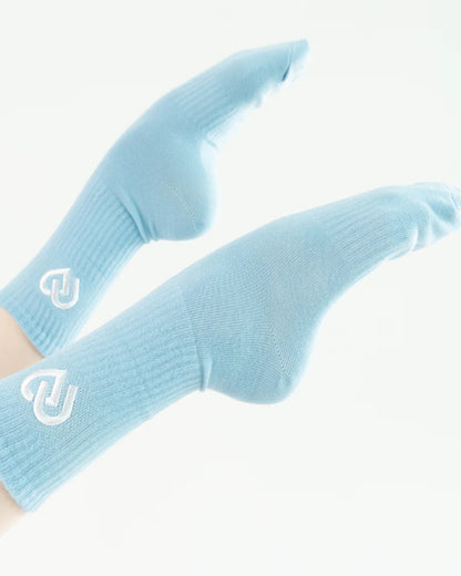 Claudia Dean World Crew Socks - Blueberry + White Logo