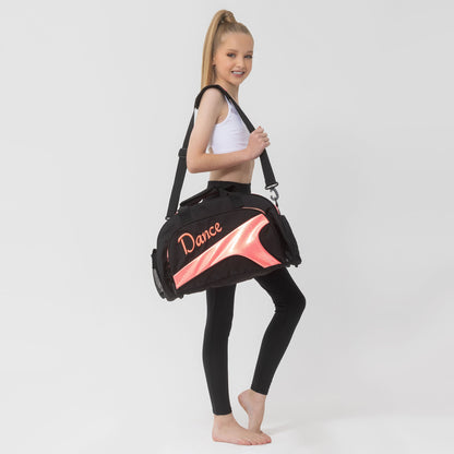 NEW Eco-Friendly Junior Duffel Bag - Black + Hot Coral