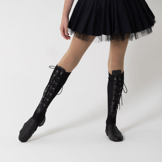 Leather-Look Lace Up Spats | Black