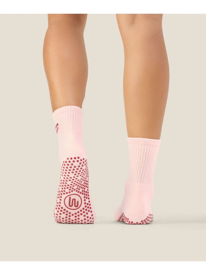 MoveActive Crew Grip Socks - Gingham Heart Pink