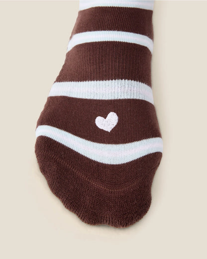 MoveActive Low Rise Grip Socks | Candy Stripe Espresso