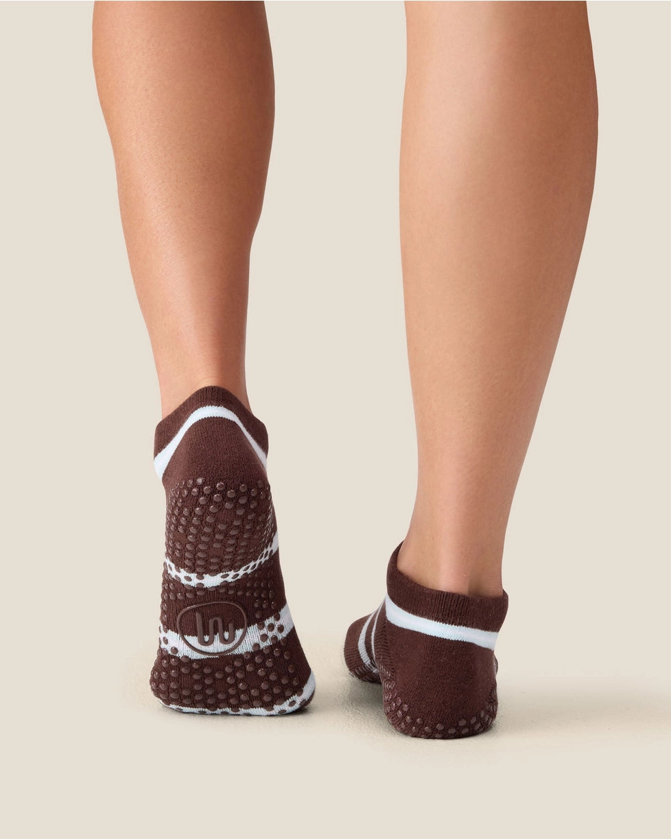 MoveActive Low Rise Grip Socks | Candy Stripe Espresso