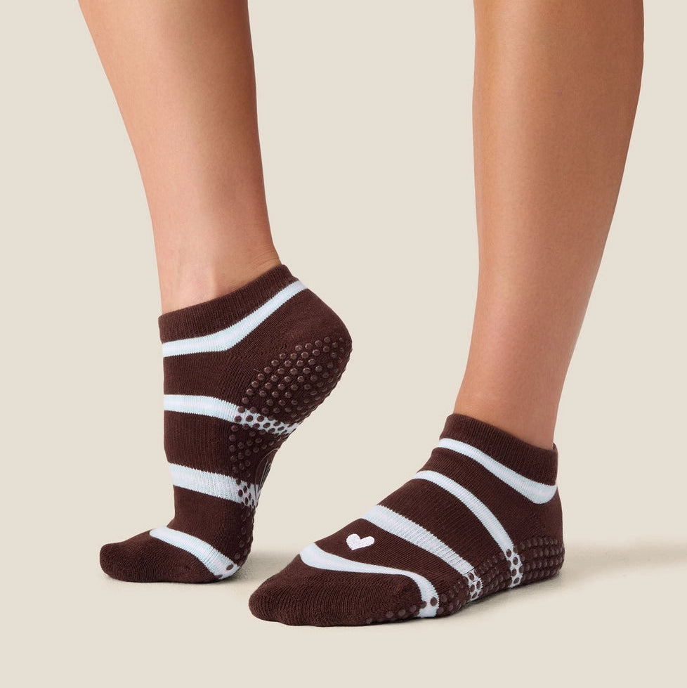 MoveActive Low Rise Grip Socks | Candy Stripe Espresso