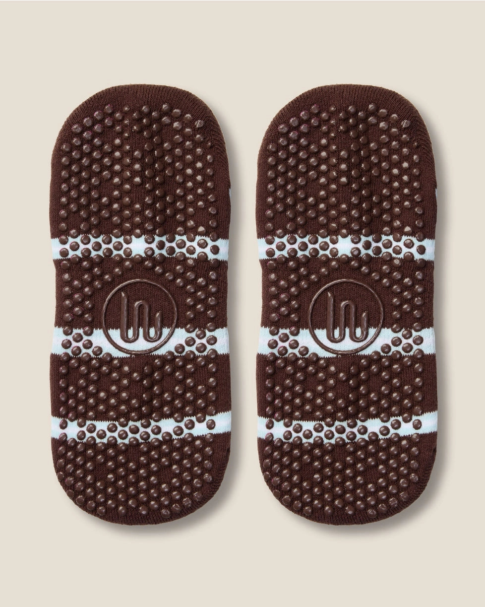 MoveActive Low Rise Grip Socks | Candy Stripe Espresso