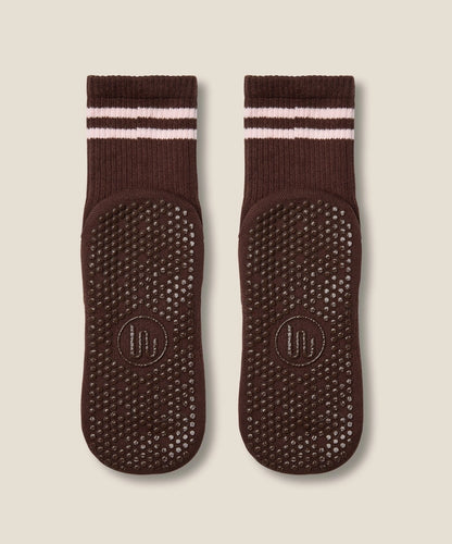 MoveActive Crew Grip Socks - Sporty Stripe Espresso