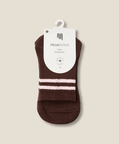 MoveActive Crew Grip Socks - Sporty Stripe Espresso