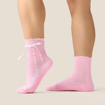 MoveActive Crew Grip Socks - Sweet Bow Pink