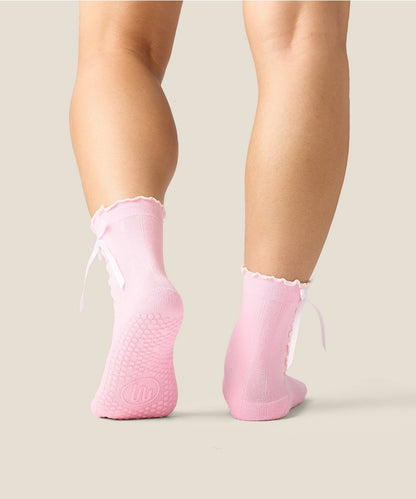MoveActive Crew Grip Socks - Sweet Bow Pink