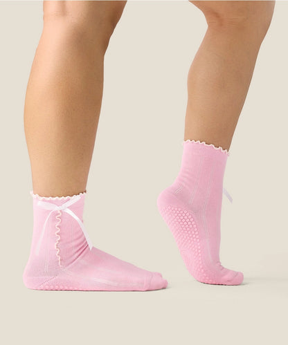 MoveActive Crew Grip Socks - Sweet Bow Pink