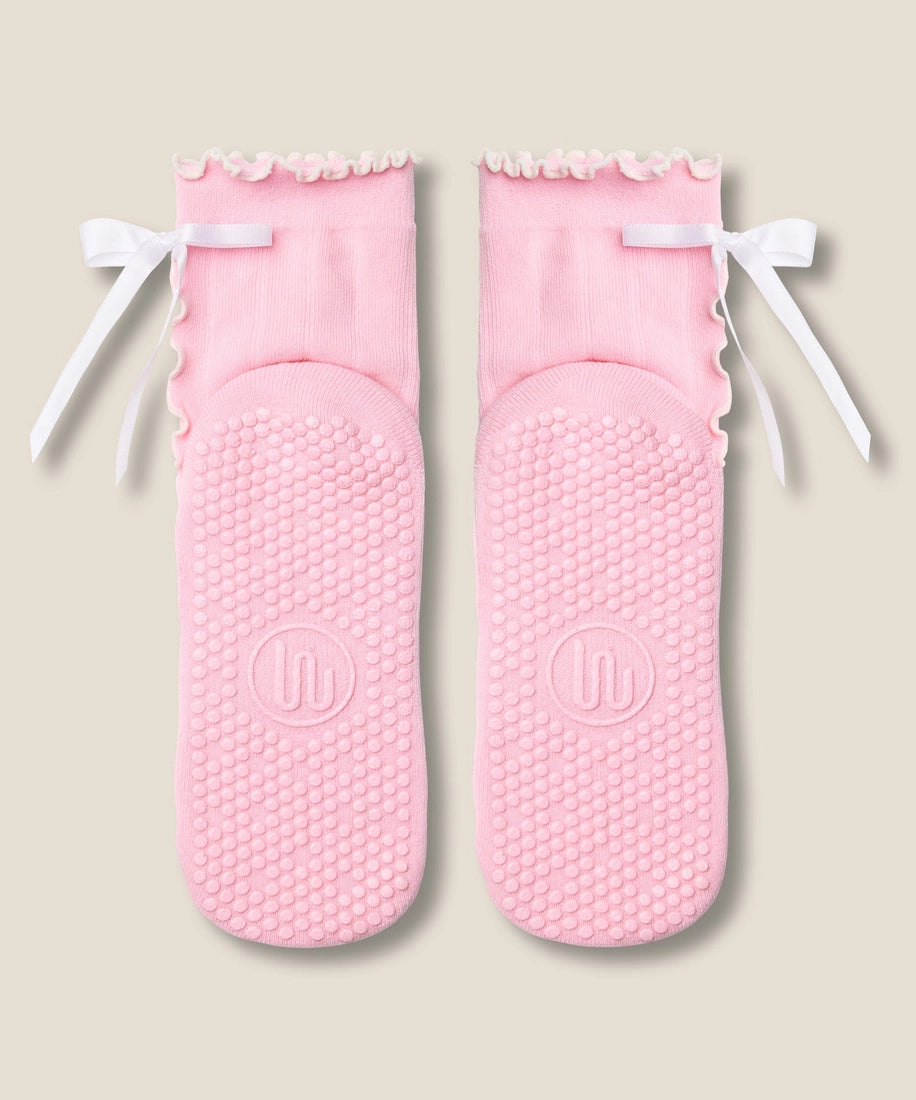 MoveActive Crew Grip Socks - Sweet Bow Pink