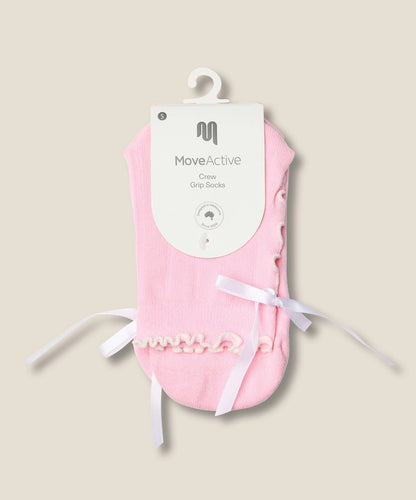 MoveActive Crew Grip Socks - Sweet Bow Pink