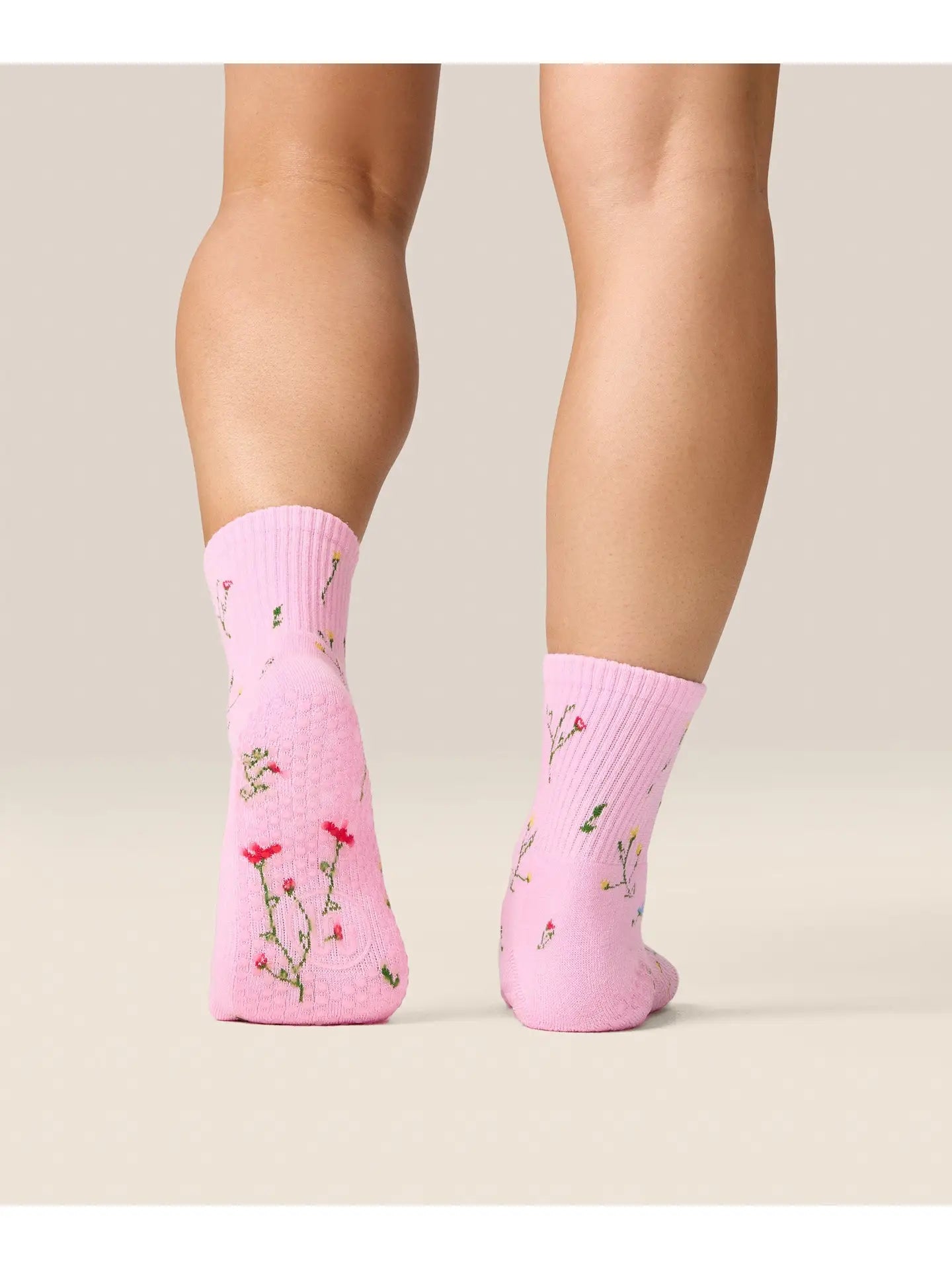 MoveActive Crew Grip Socks - Wildflower Pink