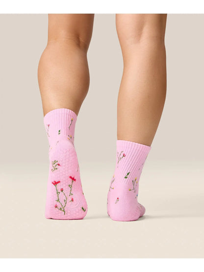 MoveActive Crew Grip Socks - Wildflower Pink