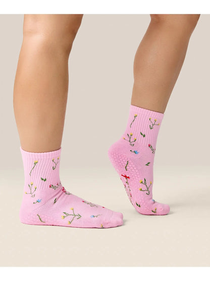 MoveActive Crew Grip Socks - Wildflower Pink