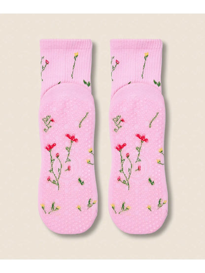 MoveActive Crew Grip Socks - Wildflower Pink