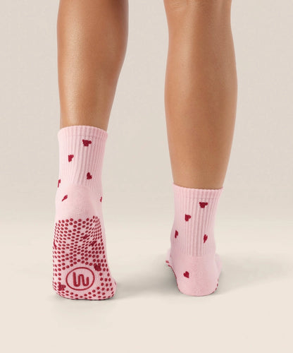 MoveActive Crew Grip Socks - Love Me Pink