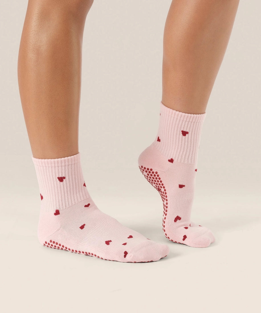 MoveActive Crew Grip Socks - Love Me Pink