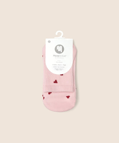 MoveActive Crew Grip Socks - Love Me Pink