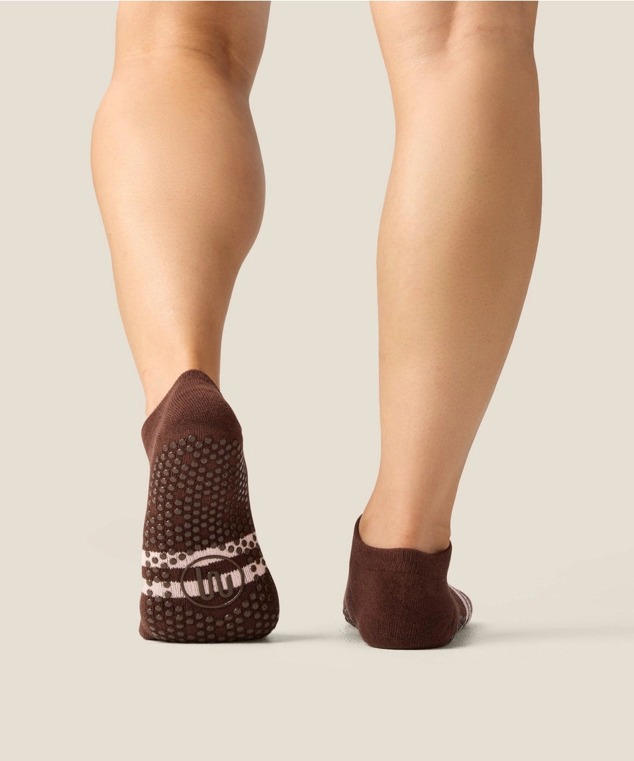 MoveActive Low Rise Grip Socks - Sporty Stripe Espresso