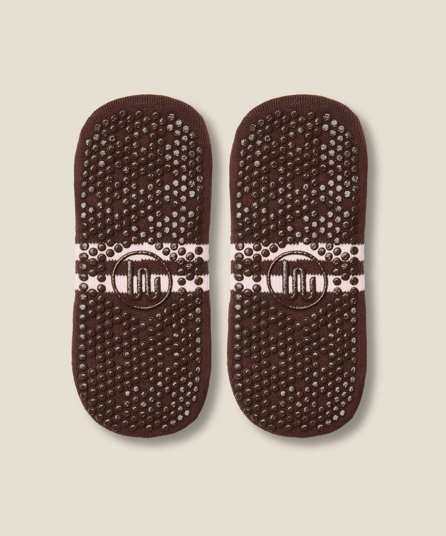 MoveActive Low Rise Grip Socks - Sporty Stripe Espresso