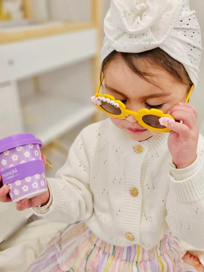 munchi Bubba Lilac Daisy Babychino Cup with Straw