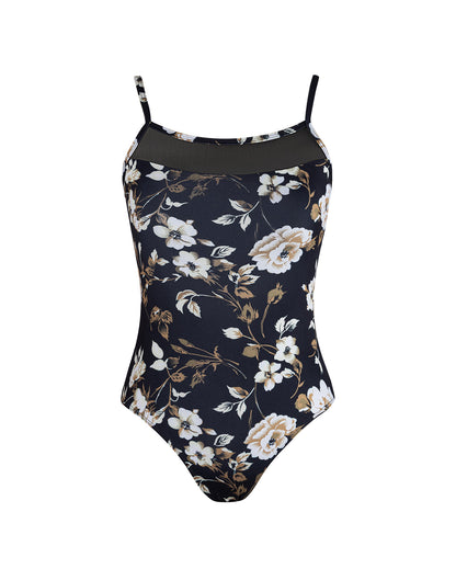 Timeless Noir 🖤 Kim Camisole Twist Leotard | Noir Floral