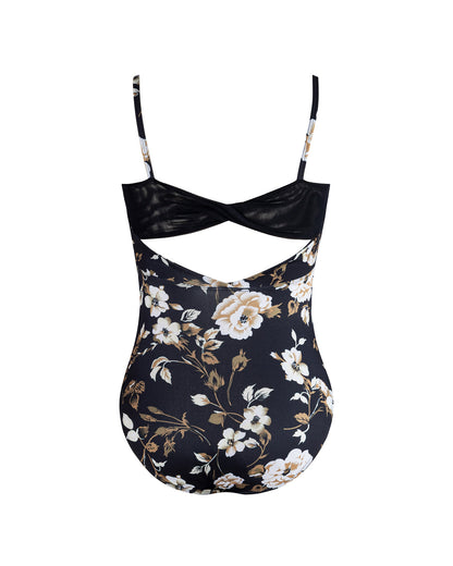 Timeless Noir 🖤 Kim Camisole Twist Leotard | Noir Floral