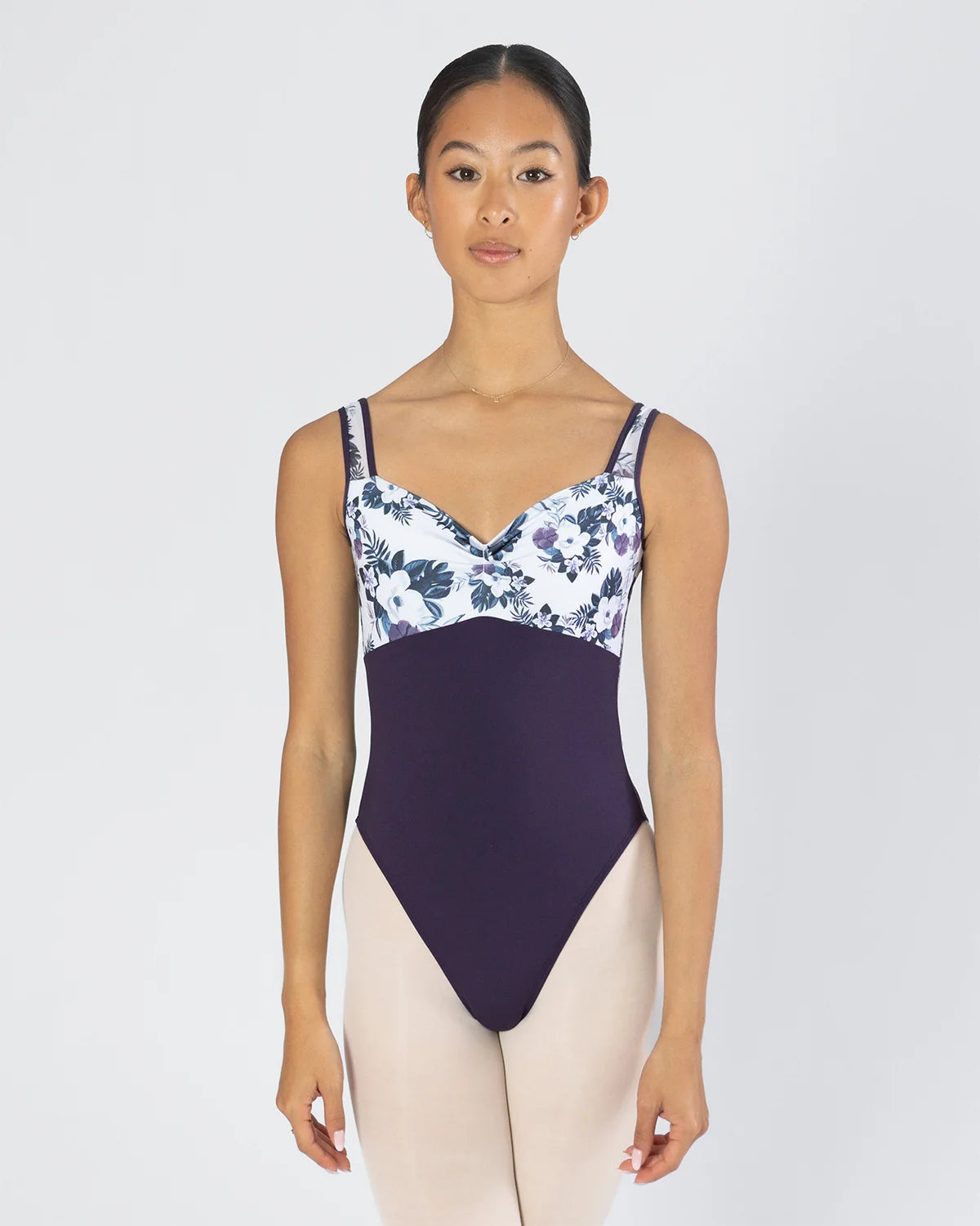 MYSTIQ 💫 Clara Cross Back Leotard | Floral Dusty Plum