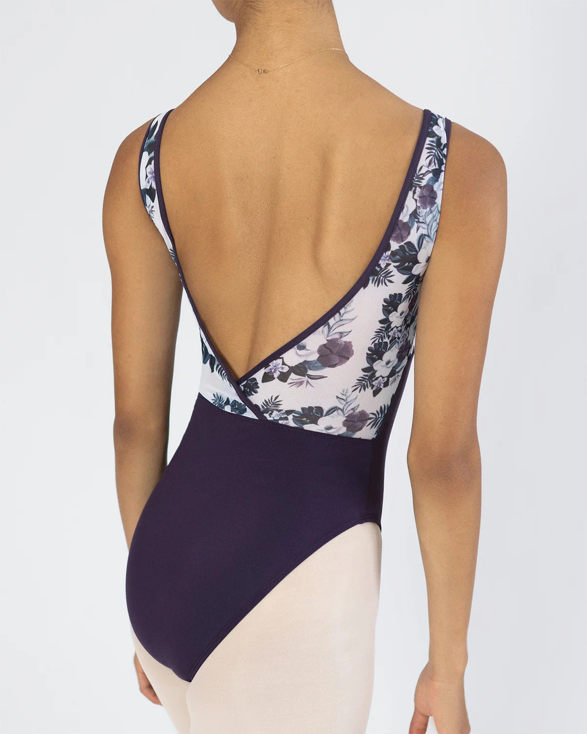 MYSTIQ 💫 Clara Cross Back Leotard | Floral Dusty Plum
