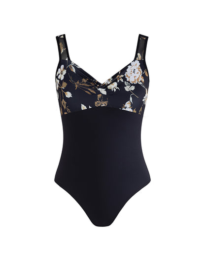 Timeless Noir 🖤 Clara Cross Back Leotard | Noir Floral