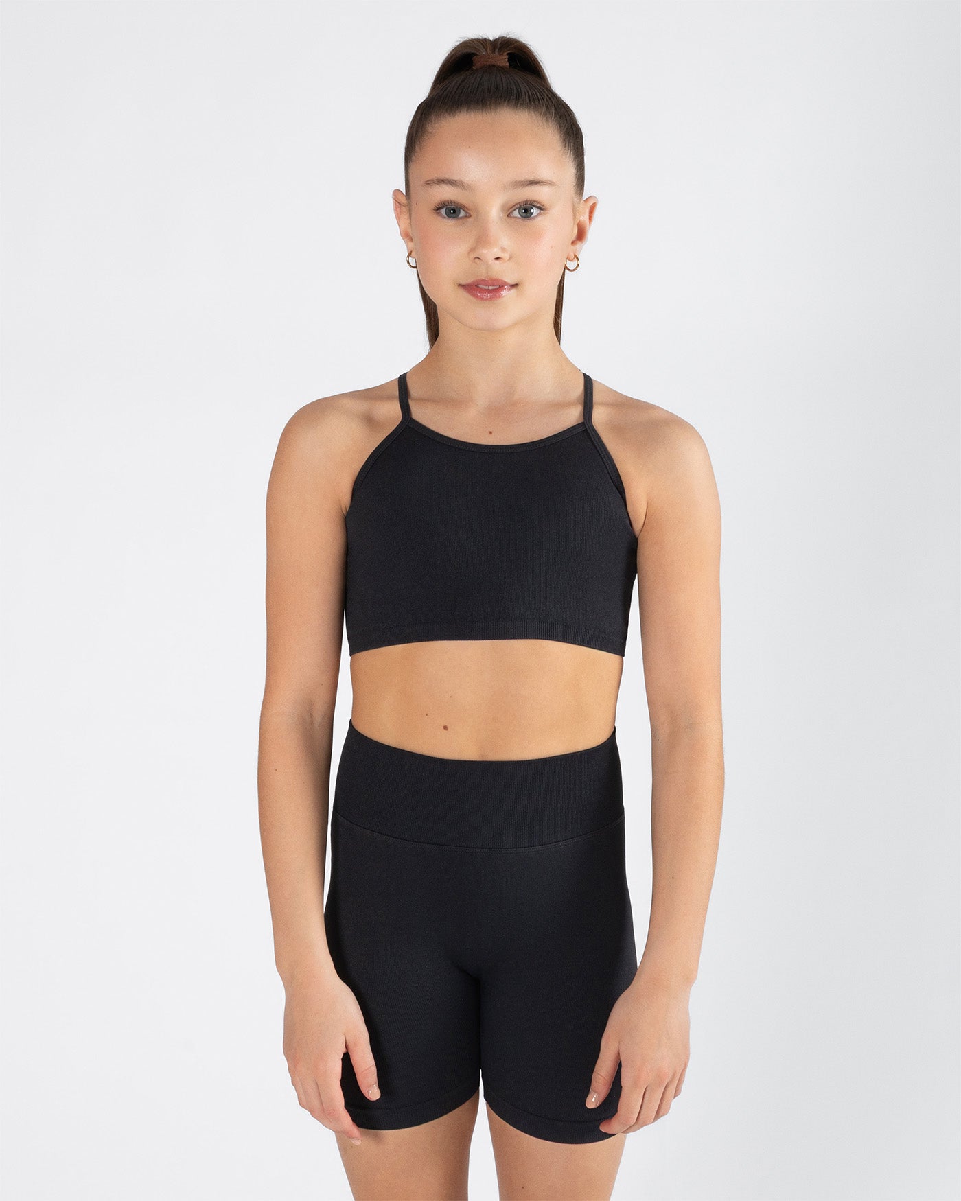 Seamless Active Cropped Singlet Top - Black