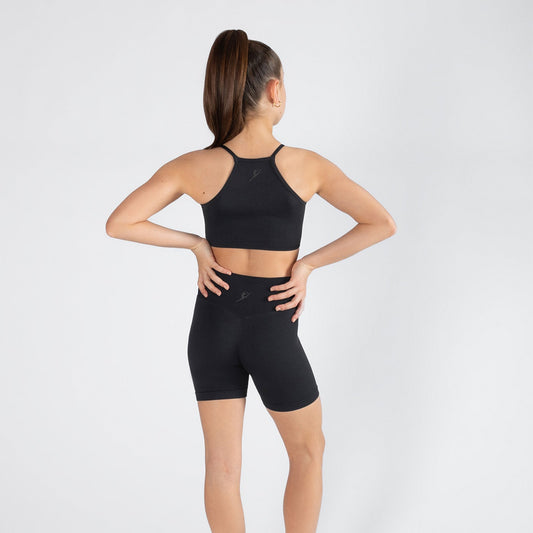 Seamless Active Cropped Singlet Top - Black