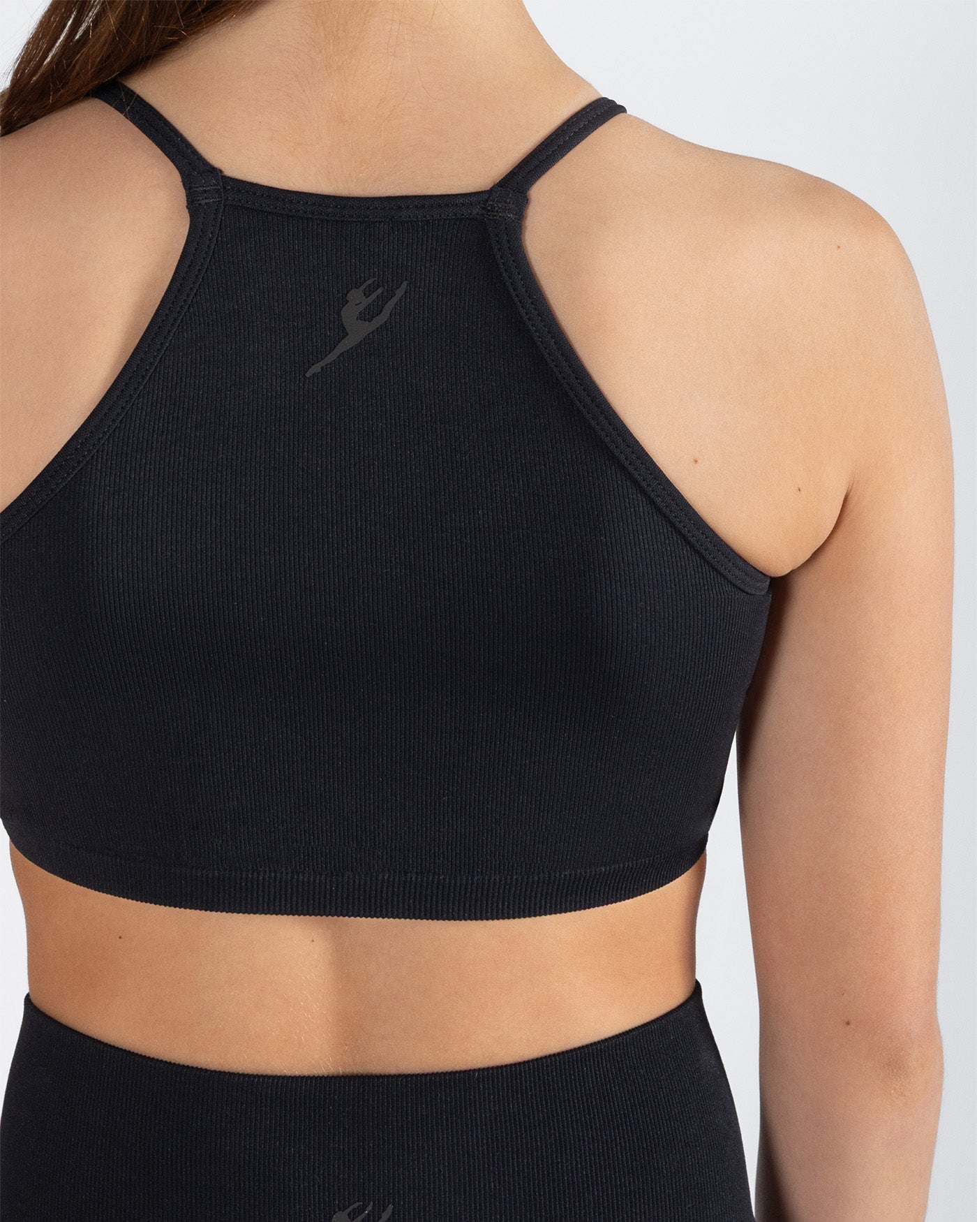 Seamless Active Cropped Singlet Top - Black