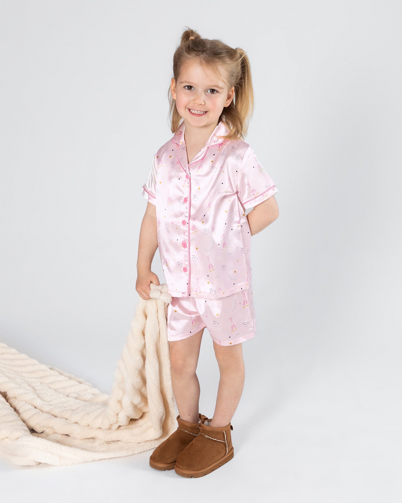 STARDUST PJ Collection 'Twilight Ballet' Satin Tailored Pajama Set - Twilight Pink