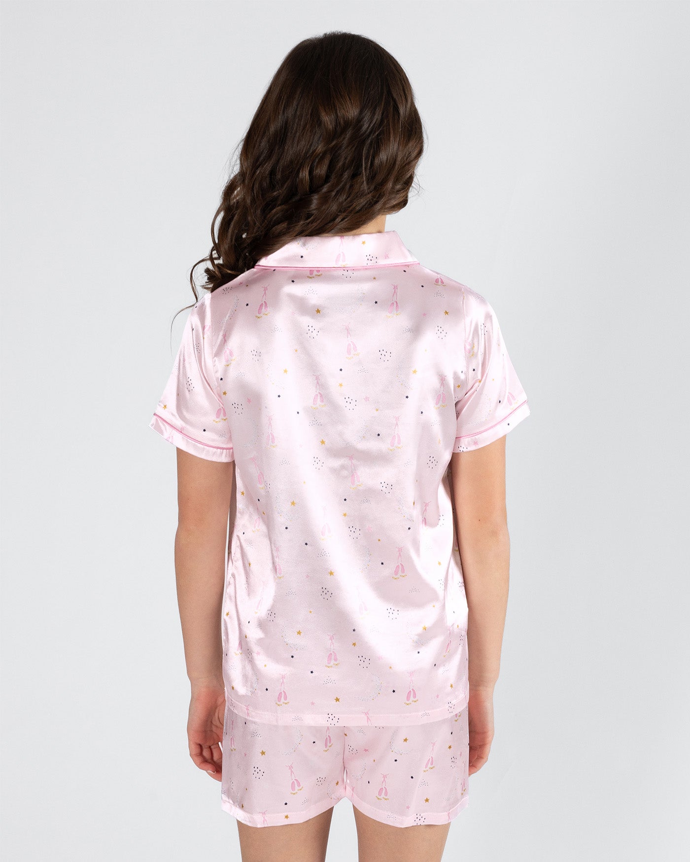 STARDUST PJ Collection 'Twilight Ballet' Satin Tailored Pajama Set - Twilight Pink