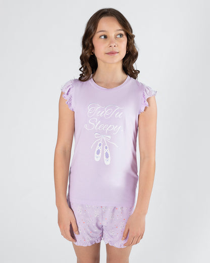 STARDUST PJ Collection 'Tutu Sleepy' Pajama Set - Twilight Purple