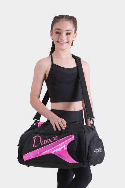Junior Duffel Bag - Black + Bubblegum