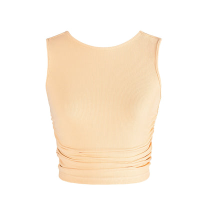 Pulse Collection Madison Gather Crop Singlet - Orange Sherbet