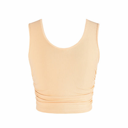 Pulse Collection Madison Gather Crop Singlet - Orange Sherbet